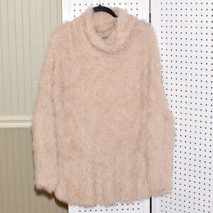 Express Women's Large Oversized Faux Fur Slouch Cowl Turtleneck Sweater